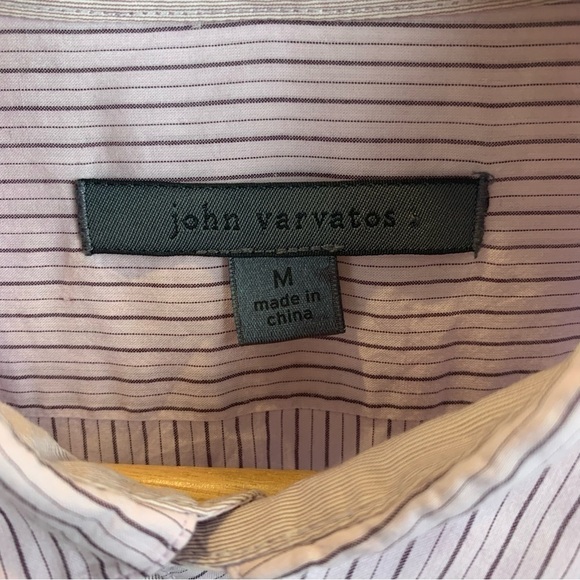 John Varvatos sz M Lavender Striped Cotton Button Up Slim Fit Men’s Dress Shirt - Picture 7 of 9